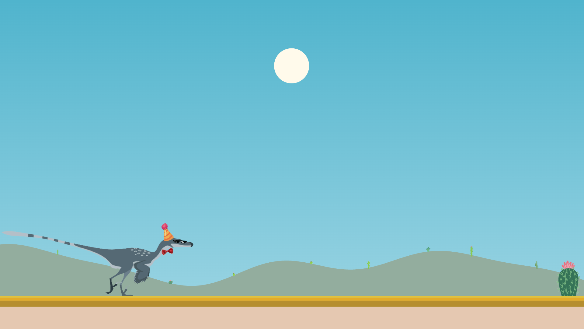 Raptor wearing a party hat, thug glasses, and a bow tie